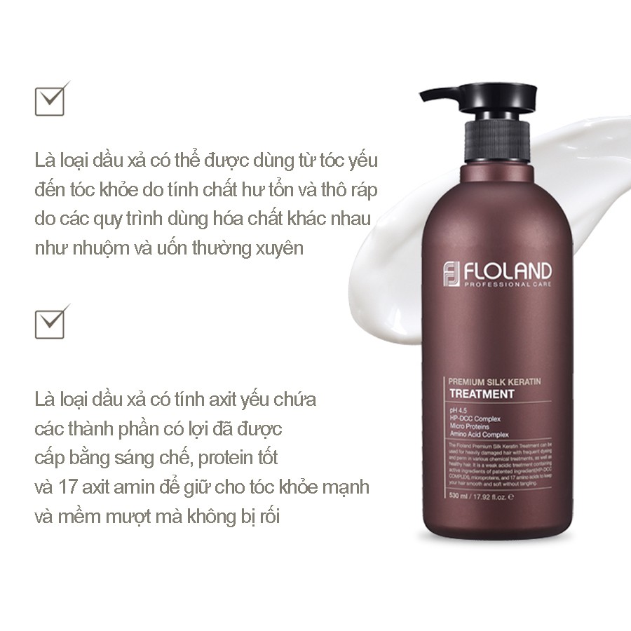 Dầu Xả Nuôi Dưỡng Tóc Chắc Khỏe, Bóng Mượt FLOLAND PREMIUM SILK KERATIN TREATMENT_Mỹ phẩm Hàn Quốc chính hãng