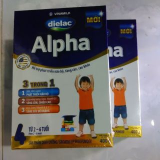 2 hộp giấy sữa bột Dielac Alpha 4 loại 400g Vinamilk sữa công thức