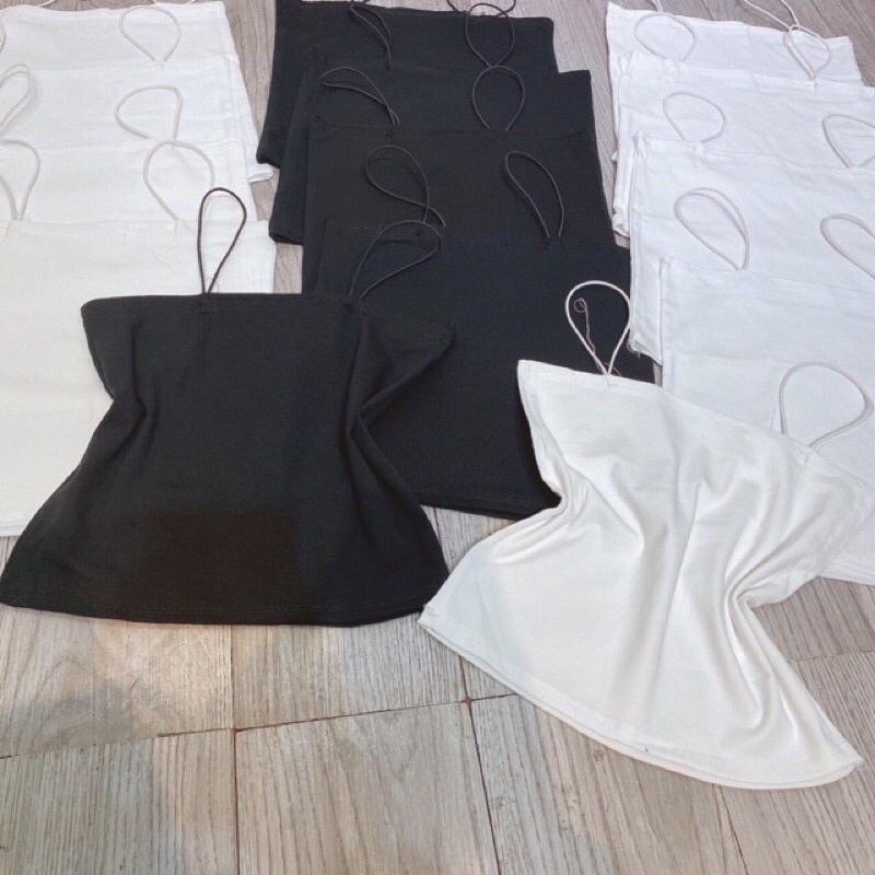 Áo hai dây cotton Croptop sợi bún HANA , dáng ôm Body, chất vải cotton thun mềm mịn co dãn tốt HANA STORE