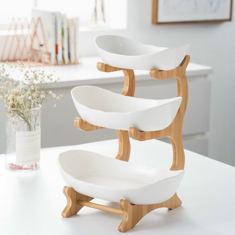 Set khay sứ kệ gỗ men xanh Bắc Âu hàng Cao cấp