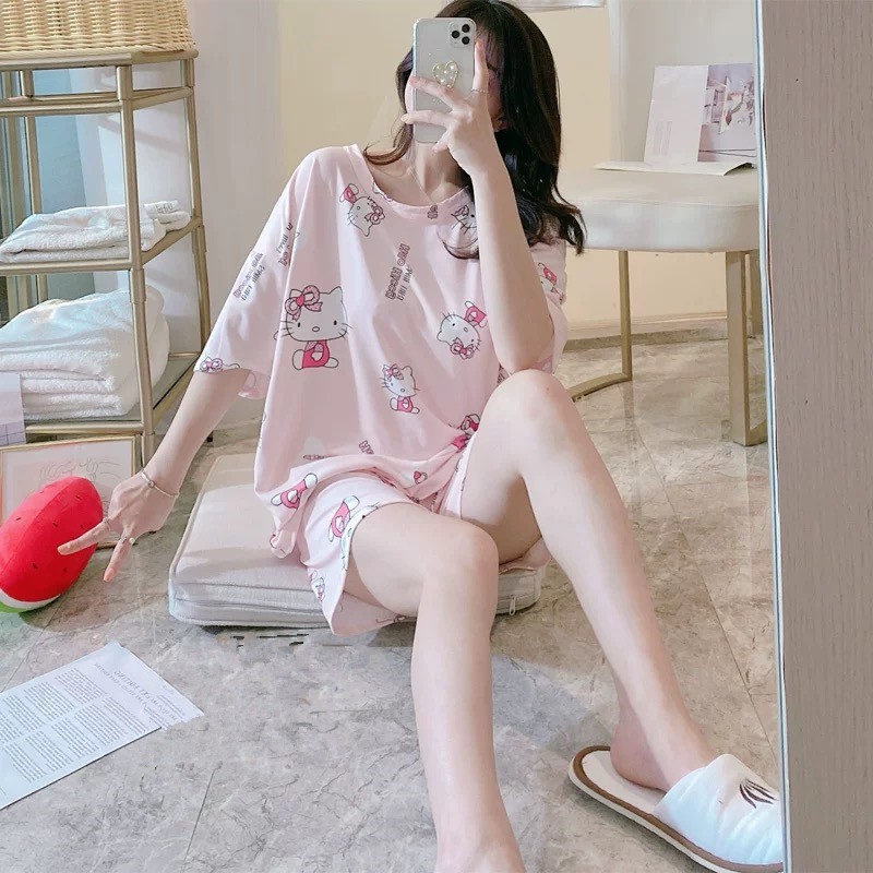 Bộ đồ ngủ Pijama ⚡FREE SHIP⚡ chất cotton thoáng mát, họa tiết hoạt hình dễ thương, ngộ nghĩnh