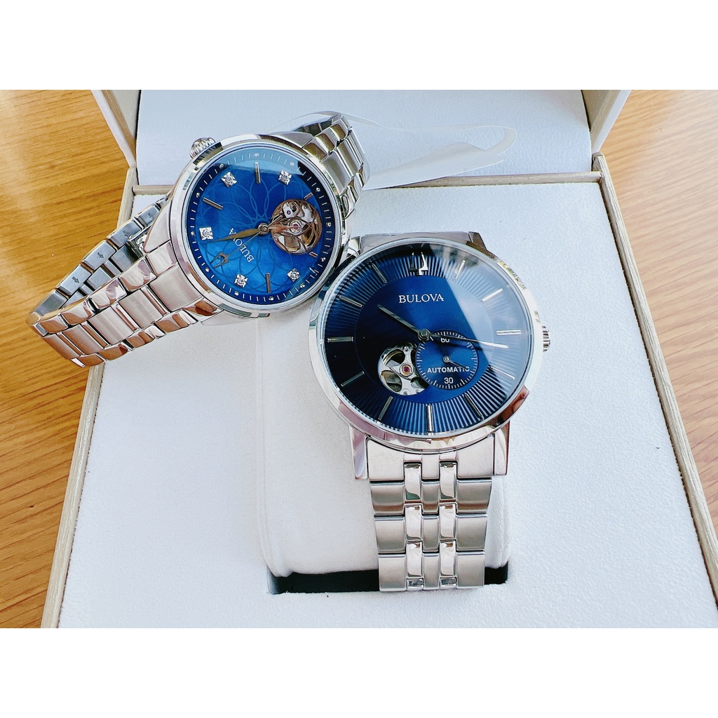 Đồng hồ đôi nam nữ dây thép Bulova 96P191 Và 96A247