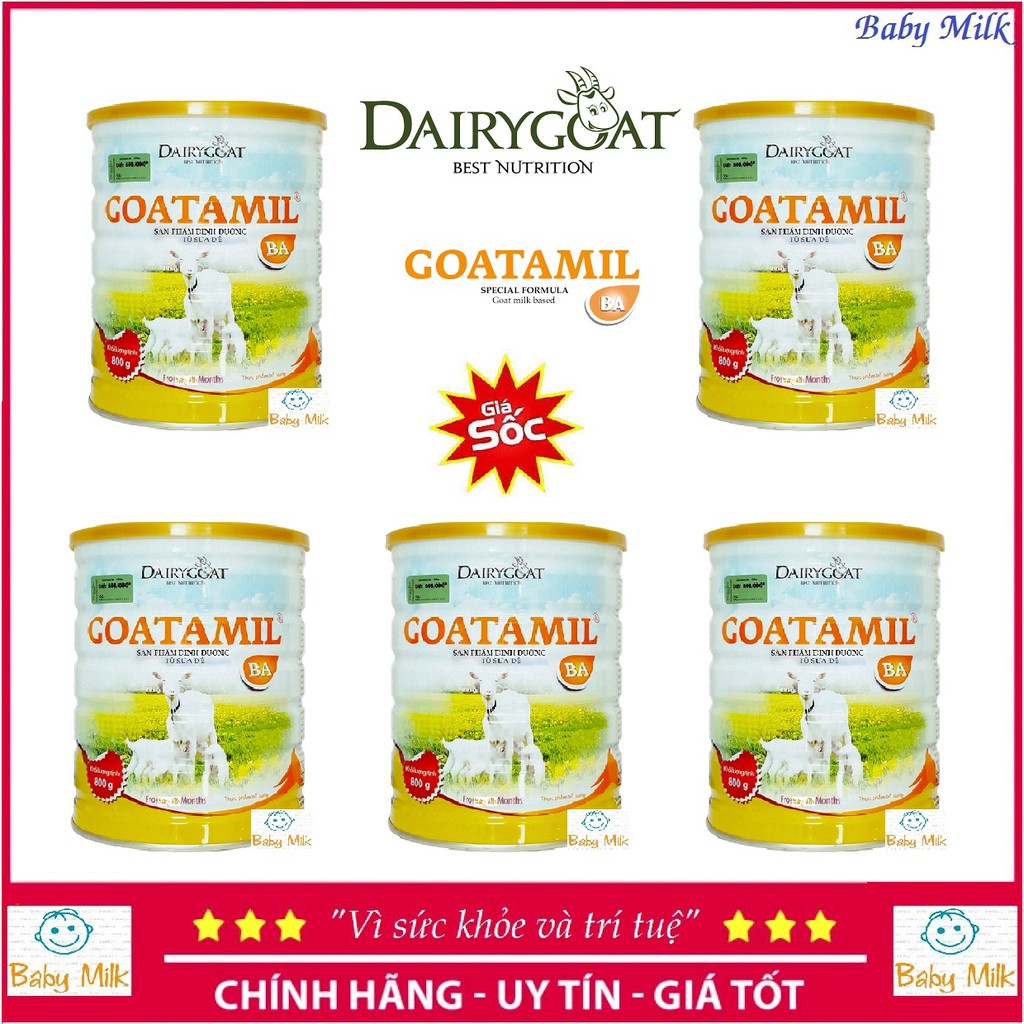 Combo 5 lon sữa dê Goatlac gold BA (800g) date 2023