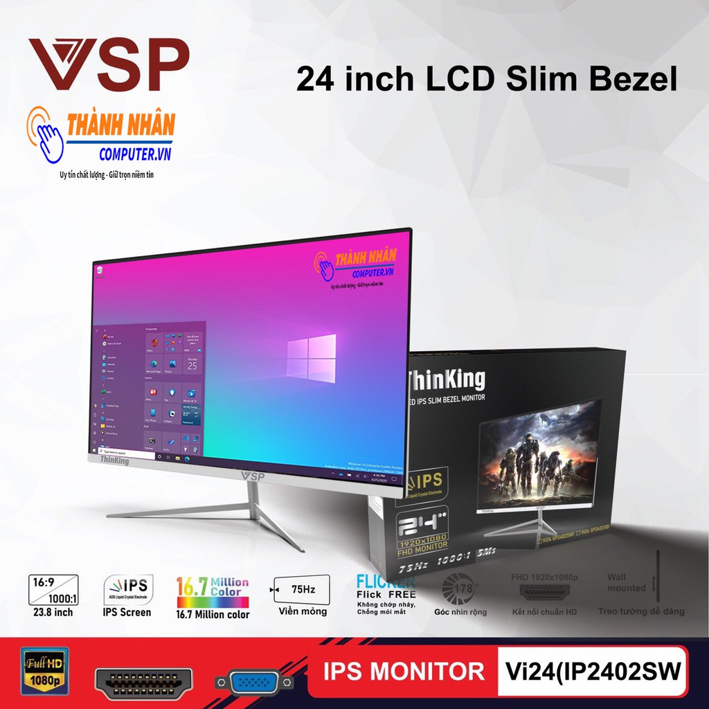 Màn hình LLCD 24" VSP Vi24 IP2402SW Trắng New 100% FullBox | BigBuy360 - bigbuy360.vn