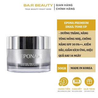  Kem Dưỡng Trắng - Nâng Tone Mỏng Nhẹ - Tự Nhiên Epona Premium Snail Tone Up Cream SPF 30 PA++ 50ml 