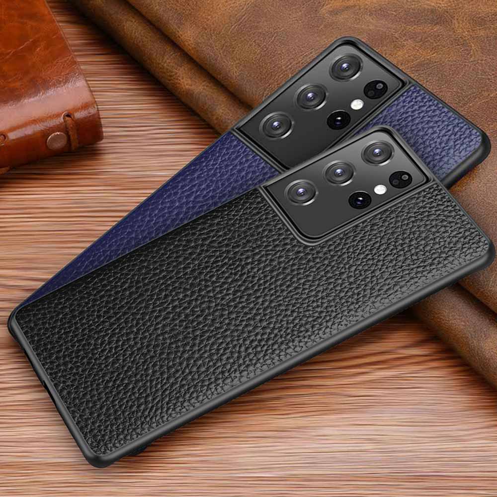Bao Da Điện Thoại Da Thật Khung TPU Bảo Vệ Toàn Diện Cho Samsung Galaxy Note 20 S21 S22 Ultra Plus