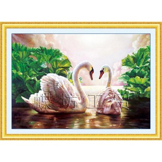 Tranh Thêu Chữ Thập Hồ Thiên Nga A635 (KHÁCH TỰ THÊU) KT:73X53CM