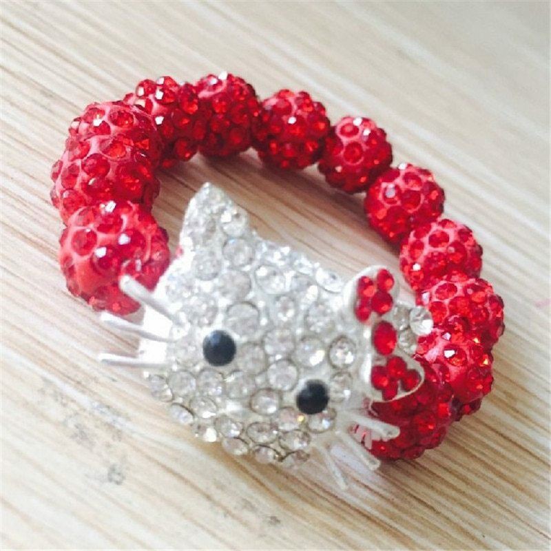 Vòng Tay Hình Mèo Hello Kitty Đính Đá Pha Lê Màu Kẹo Ngọt Xinh Xắn Cho Bé Gái Màu Sắc