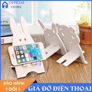 COMBO 3 giá đỡ điện thoại bằng gỗ hình thú dễ thương, giá rẻ, màu trắng sang trọng