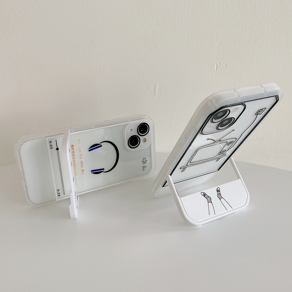 Ốp Điện Thoại Trong Suốt Kèm Giá Đỡ Kiểu Hoạt Hình Dễ Thương Cho iPhone 11 12 13 Pro Max XS Max XR X 6 6S 7 8 Plus SE 2 3