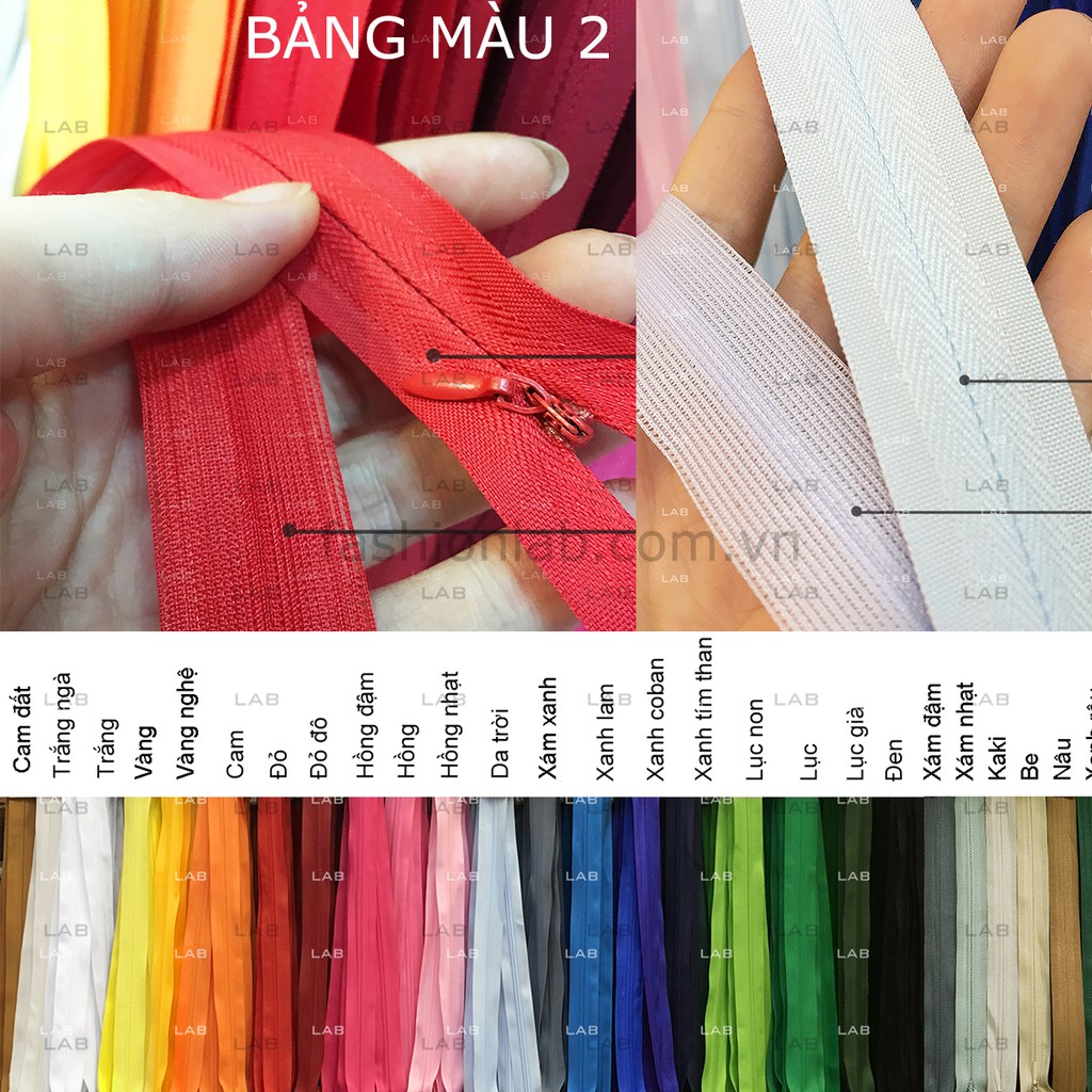 Dây khóa giọt lệ loại viền vải dày canh thiên - Bảng màu 2 #0202