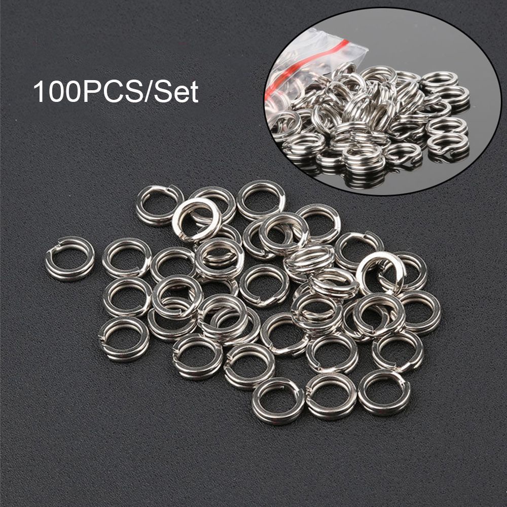 Set 100 Khoen Móc Câu Cá Bằng Thép Không Gỉ 16 Kích Cỡ