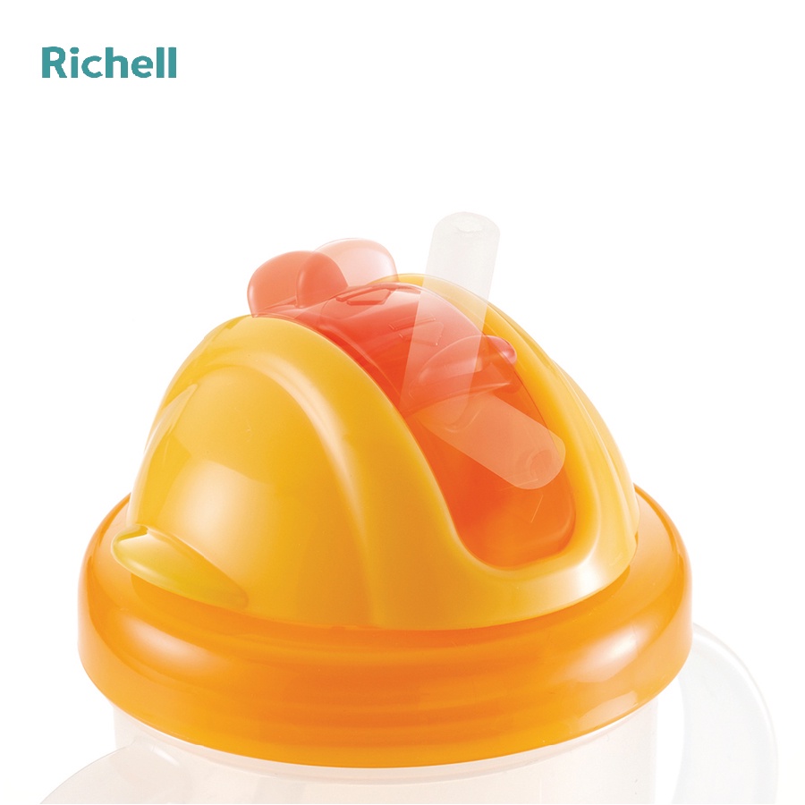 Cốc ống hút Richell Mugtre nhựa PP an toàn có nắp chống đổ chống sặc