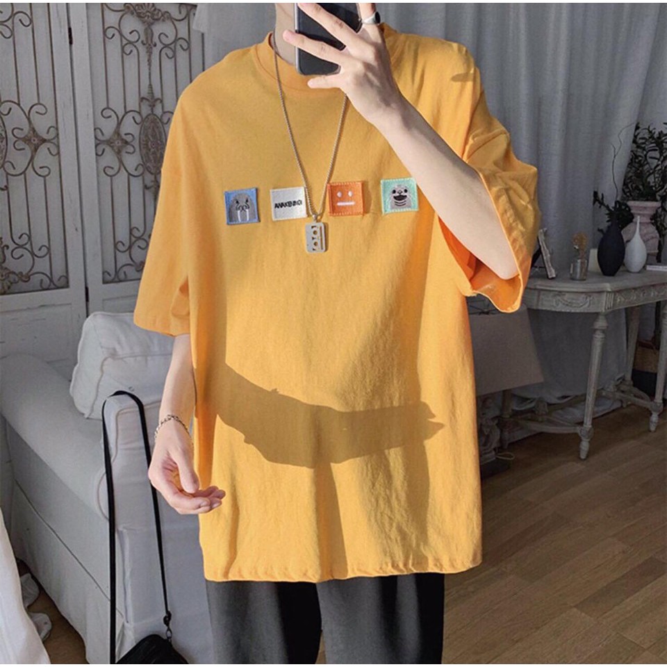 Áo thun tay lỡ form rộng - phông nam nữ cotton oversize - T shirt thêu 4 logo a - 2N Unisex