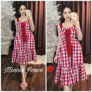 Đầm dây caro đuôi cá