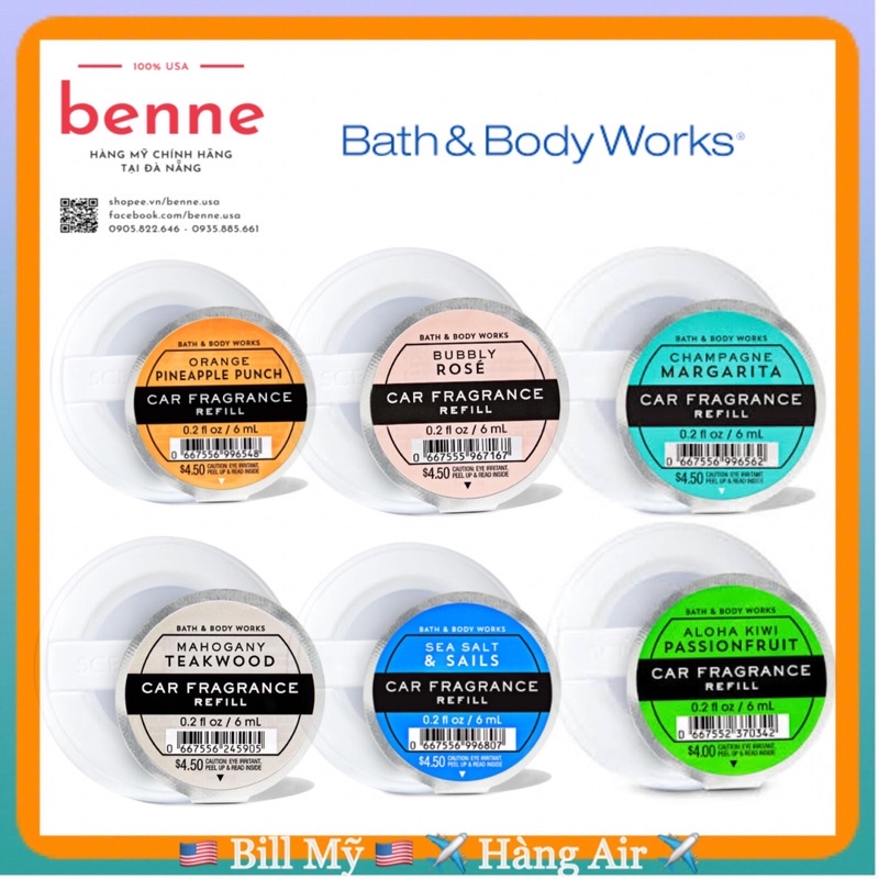 Tinh dầu nước hoa giúp khử mùi làm thơm xe ô tô Bath & Body Works của Mỹ - BBW Car Fragrance Refill