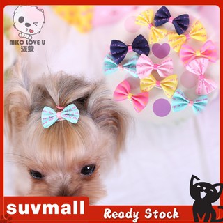 Set 6 kẹp tóc nơ in hoa xinh xắn chải lông cho thú cưng