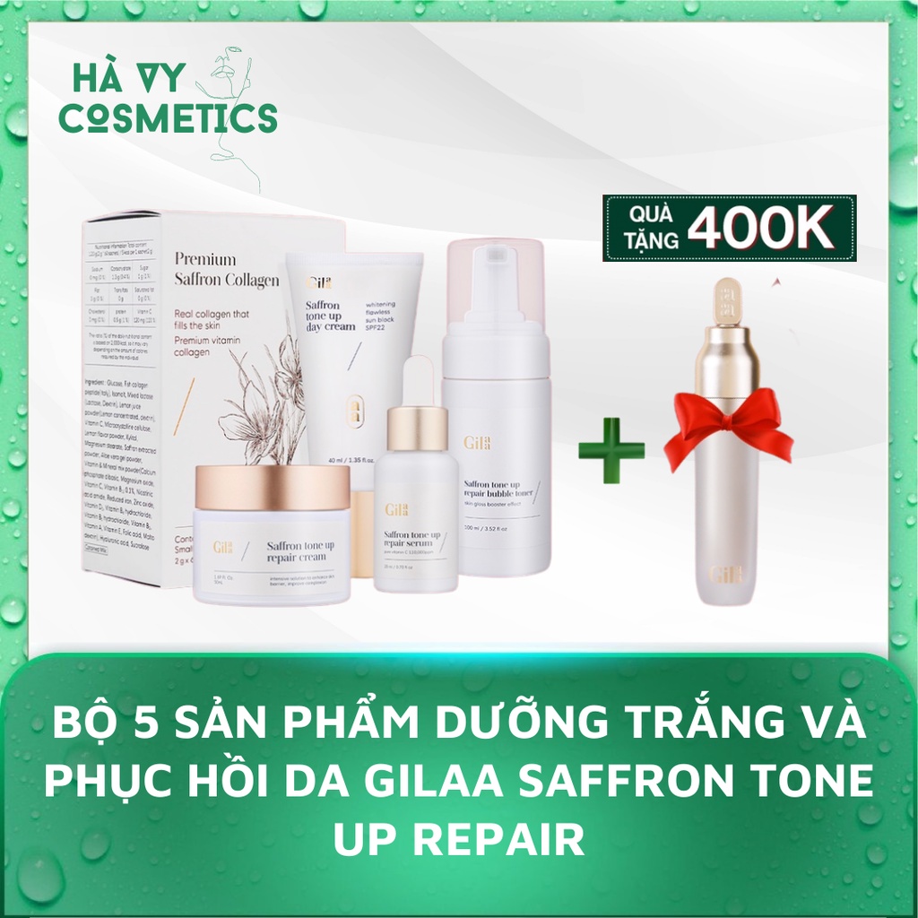 [Mã HAVYVOU80 giảm ngay 80k] Bộ 5 Sản Phẩm Dưỡng Trắng và Phục Hồi Da Chiết Xuất Nhụy Hoa Nghệ Tây GILAA SAFFRON