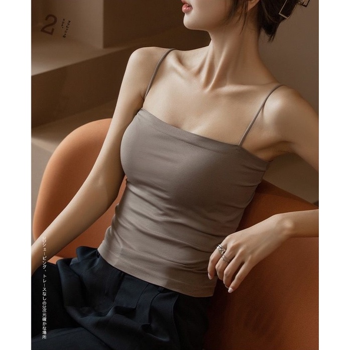 Áo 2 dây bún có ĐỆM MÚT ngực chất COTTON CAO CẤP co giãn 4 chiều hàng Quảng Châu loại 1 croptop dáng dài BIGSIZE AN11