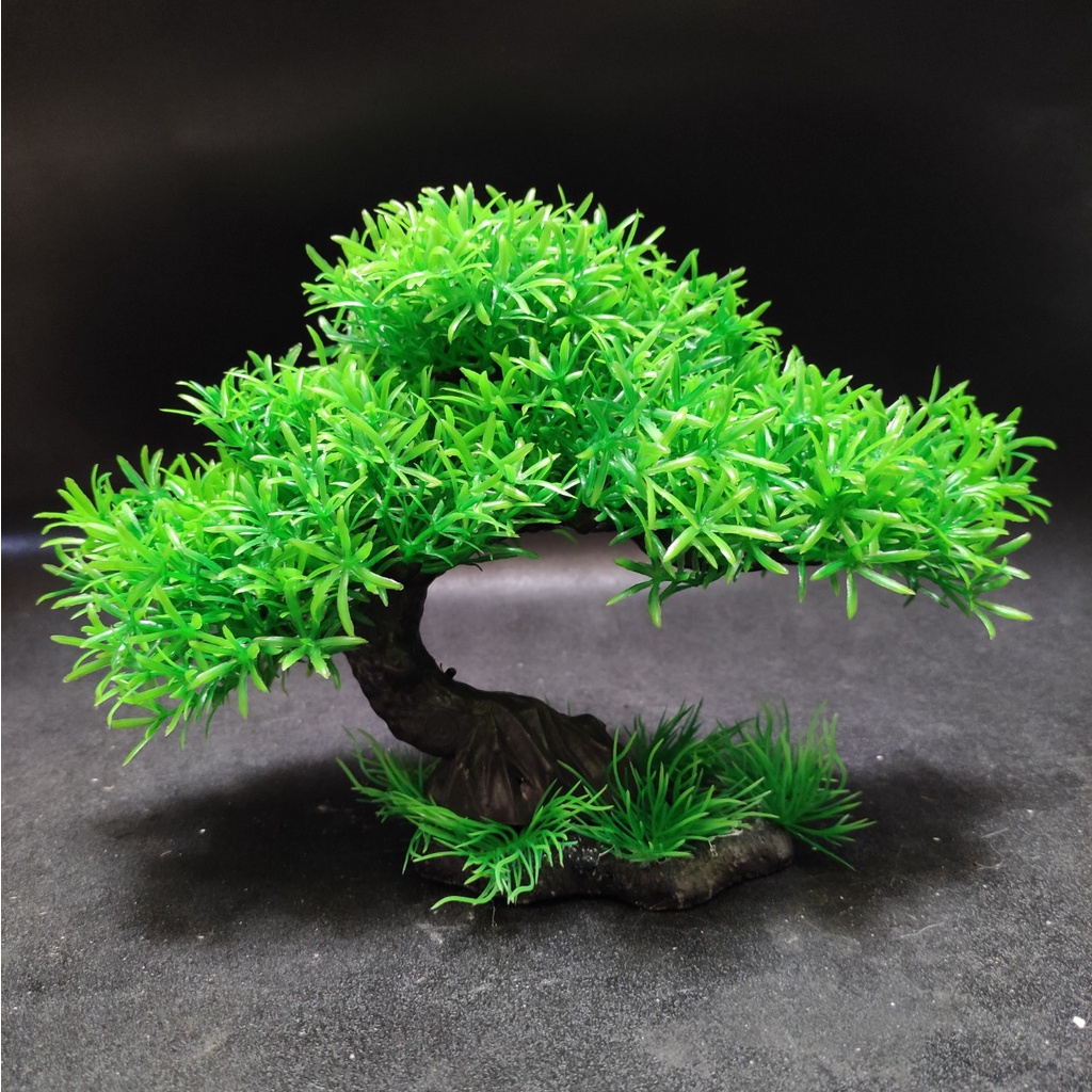Cây cảnh nhựa trang trí bể cá - cây 1 tán bonsai