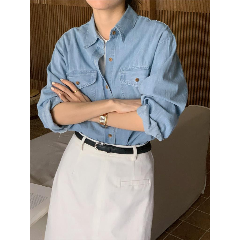 Áo Sơ Mi Denim Hai Túi Cổ Điển 61533