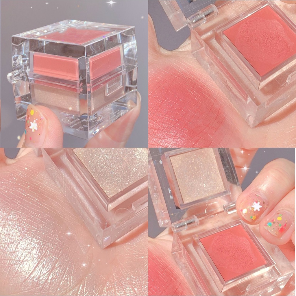 Douyin Phấn Má Hồng Dạng Khối Đá Nhỏ Một Mảnh Bóng Cao Lấp Lánh Hai Lớp Tạo Hiệu Ứng Ba Chiều potato