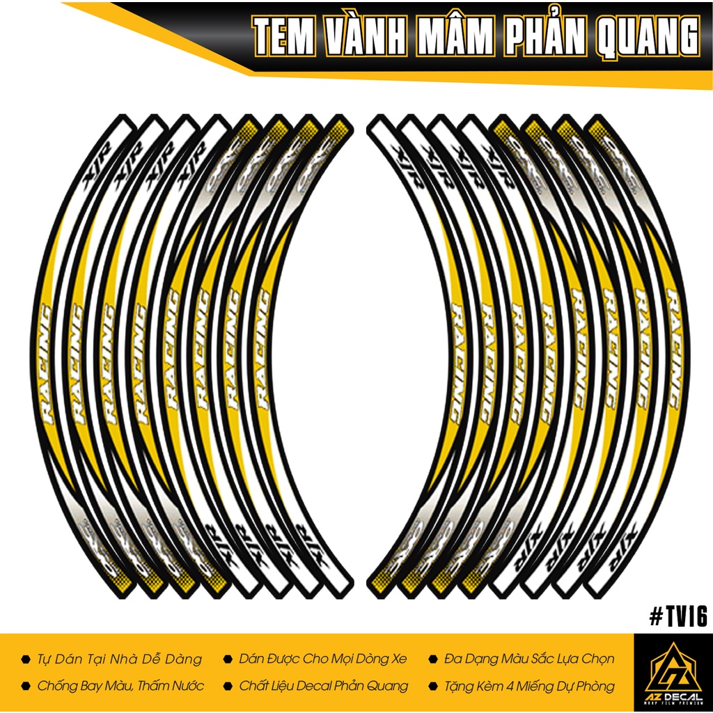 Tem Dán Vành Xe Phản Quang Racing ORC | TV16 | Chống Nước, Chống Phai Màu