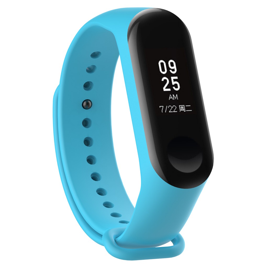 Dây Đeo Thay Thế Chất Liệu Silicon Màu Trơn Cho Xiaomi Mi Band 3 + 2 Miếng Dán Bảo Vệ Màn Hình