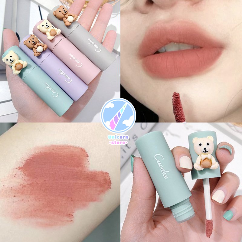 Son Nhung Mịn Lì Hình Gấu Dễ Thương Cuodui Moe Bear Velvet Matte Lip Mud S09