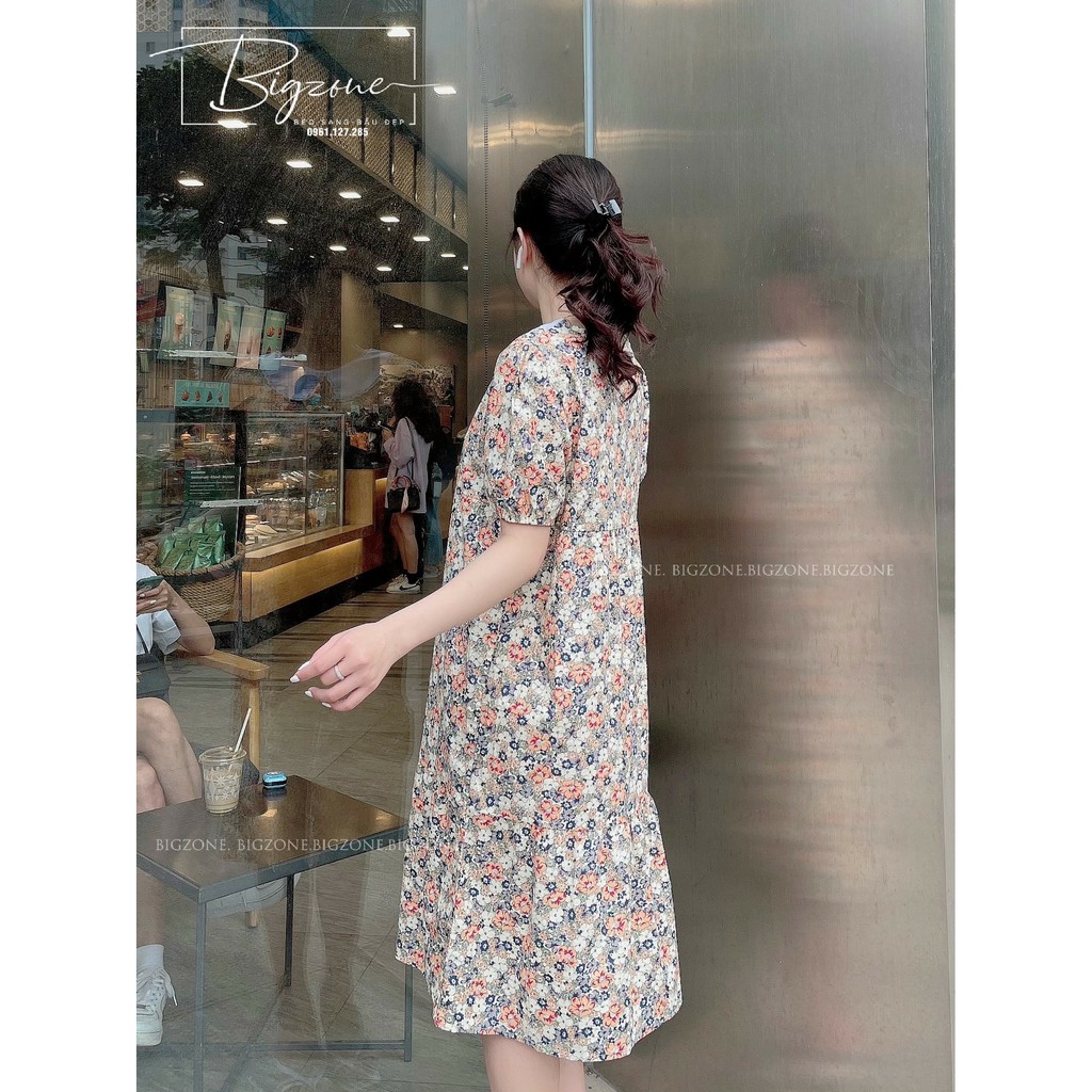 Váy đầm bầu bigsize thời trang công sở chất lụa họa tiết hoa freesize từ 45kg đến 70kg