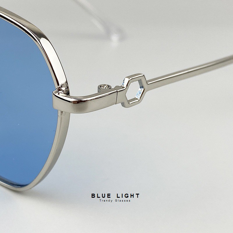 Kính Râm Kính Mát Nam Nữ Mắt Màu Đen, Vàng, Xanh Dương, Tráng Gương Bạc Gọng Kim Loại VIền Dày - BLUE LIGHT SHOP | BigBuy360 - bigbuy360.vn