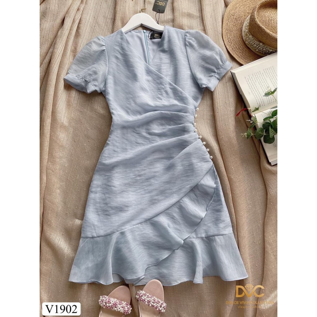 [𝐅𝐫𝐞𝐞𝐬𝐡𝐢𝐩] Đầm thiết kế 💓 Đẹp DVC 💕 chất đũi thái xếp li chéo eo sang chảnh V1902 - Zin Dress Design