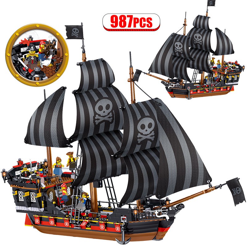 Lắp ghép Mô hình Pieares Pirate kingdom god of wind Compatible Boat The Corsair series Wanderer Tàu QL1800 1801