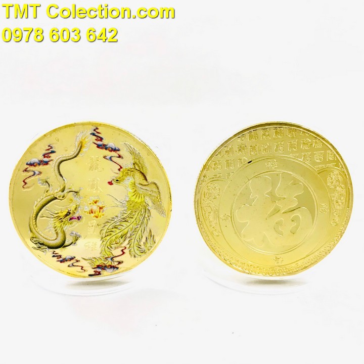 Xu Long Phụng In Màu Vàng, trang trí bàn sách, bàn làm việc, làm đồ thủ công mỹ nghệ-TMT Collection - SP005270