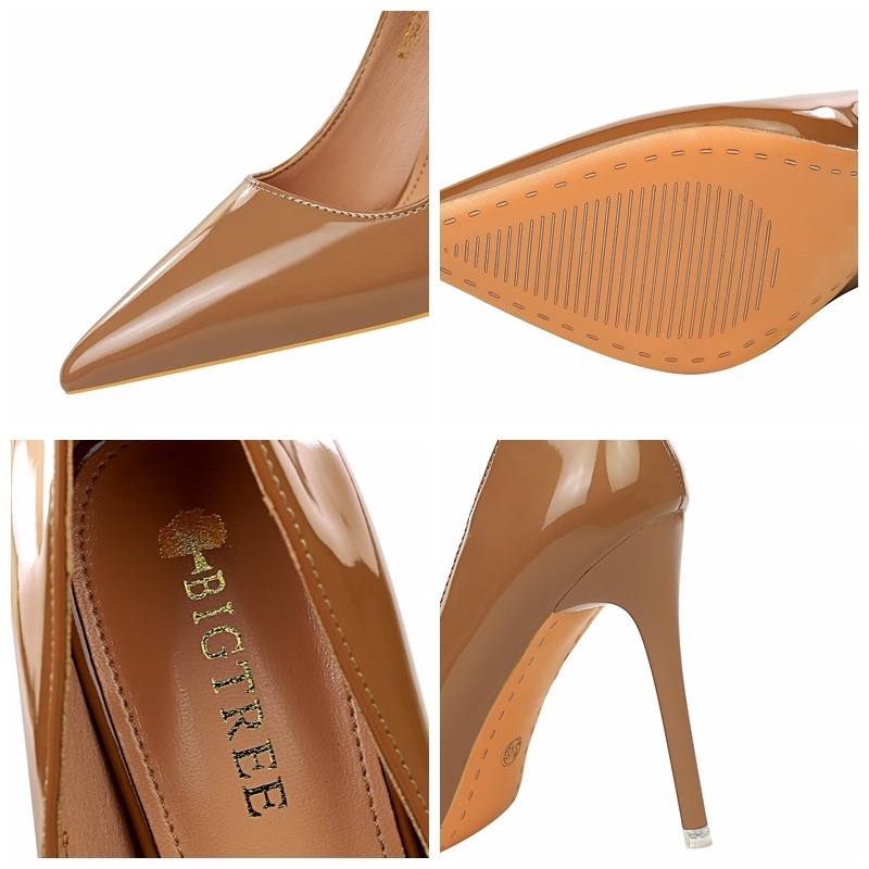 Giày cao gót BIGTREE 9511-6 mũi nhọn bề mặt da bóng quyến rũ thời trang 10.5cm