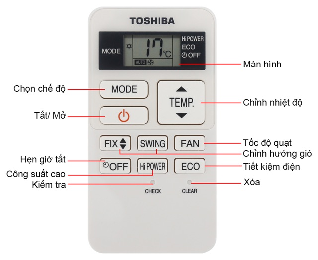 Remote máy lạnh Toshiba nhỏ