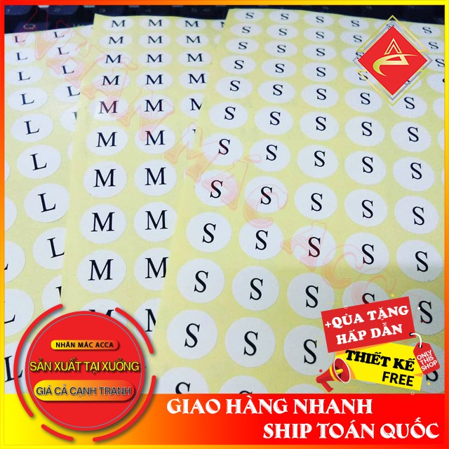 [Gía sỉ]_ Decal tem dán size quần áo_Sẵn hàng, đủ size, nhận in decal theo yêu cầu