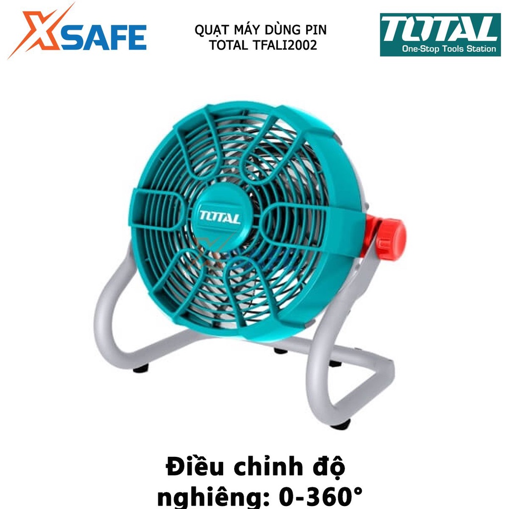 Quạt máy dùng pin TOTAL TFALI2002 Quạt máy mini 2 tốc độ gió, điều chỉnh độ nghiêng 0-360 độ - Không kèm pin sạc - XSAFE