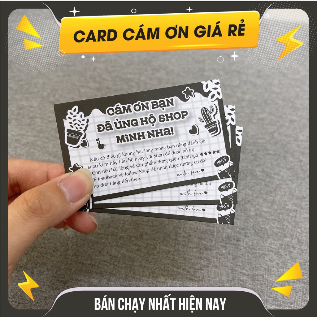 Card Cám Ơn Khách Hàng, Thiệp Cám ơn Giá Rẻ - Màu Đen 1 Mặt