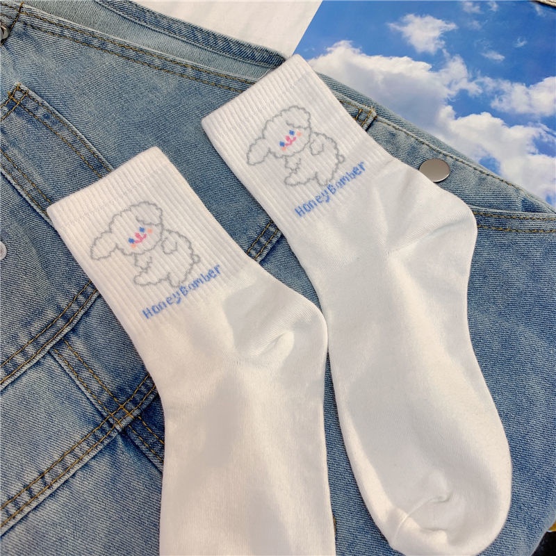 Vớ Cotton Cổ Trung In Họa Tiết Hoạt Hình Phong Cách Lolita Nhật Bản Dễ Thương Thời Trang Cho Nữ