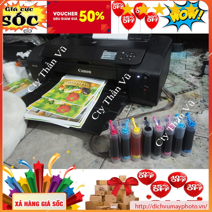 Dẫn mực ngoài máy in canon Pro 200 mã thỏi 65 dùng 8 màu mực M BK C Y LGY GY PM PC hàng chất lượng Kholinhkienmayin