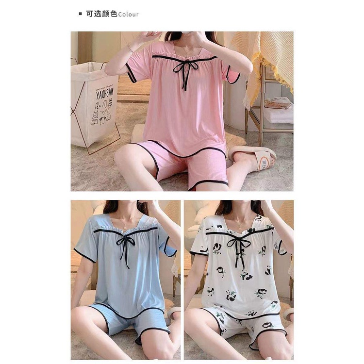 Bộ đồ ngủ tay dài cổ vuông chất liệu cotton thời trang xuân thu mới 2021