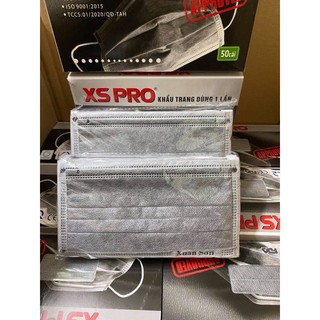 Khẩu Trang Y Tế 4 Lớp XS PRO Xám - Hộp 50 Cái