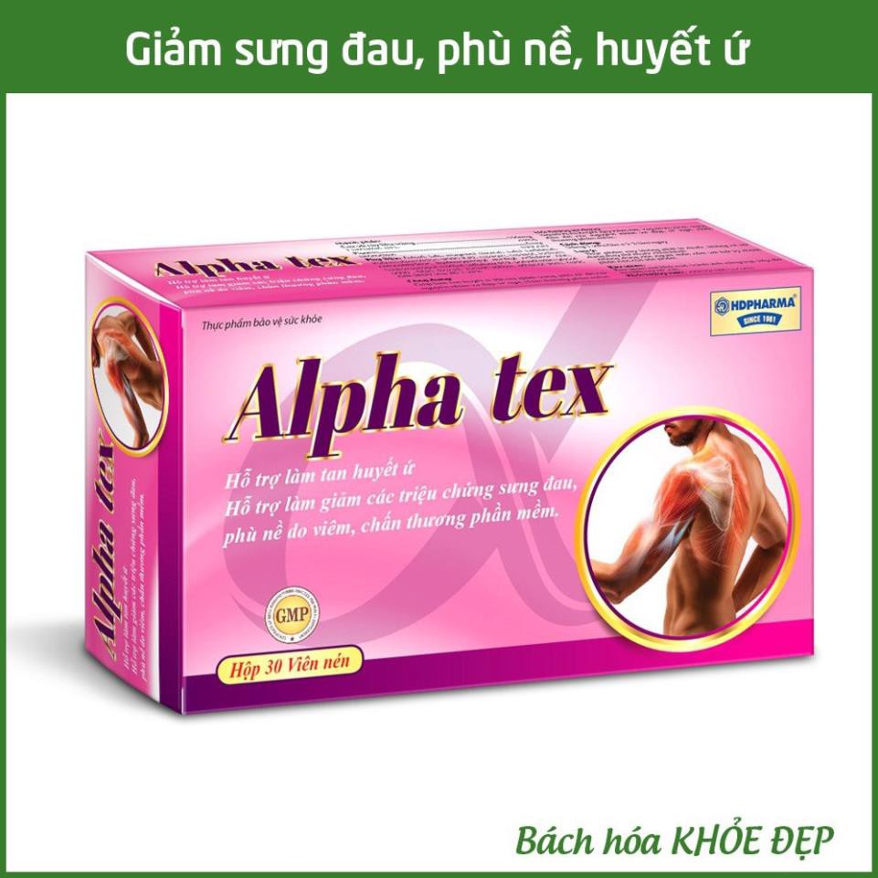 Viên uống Alpha Tex giảm sưng đau phù nề, huyết ứ do viêm, chấn thương phần mềm - Hộp 30 viên