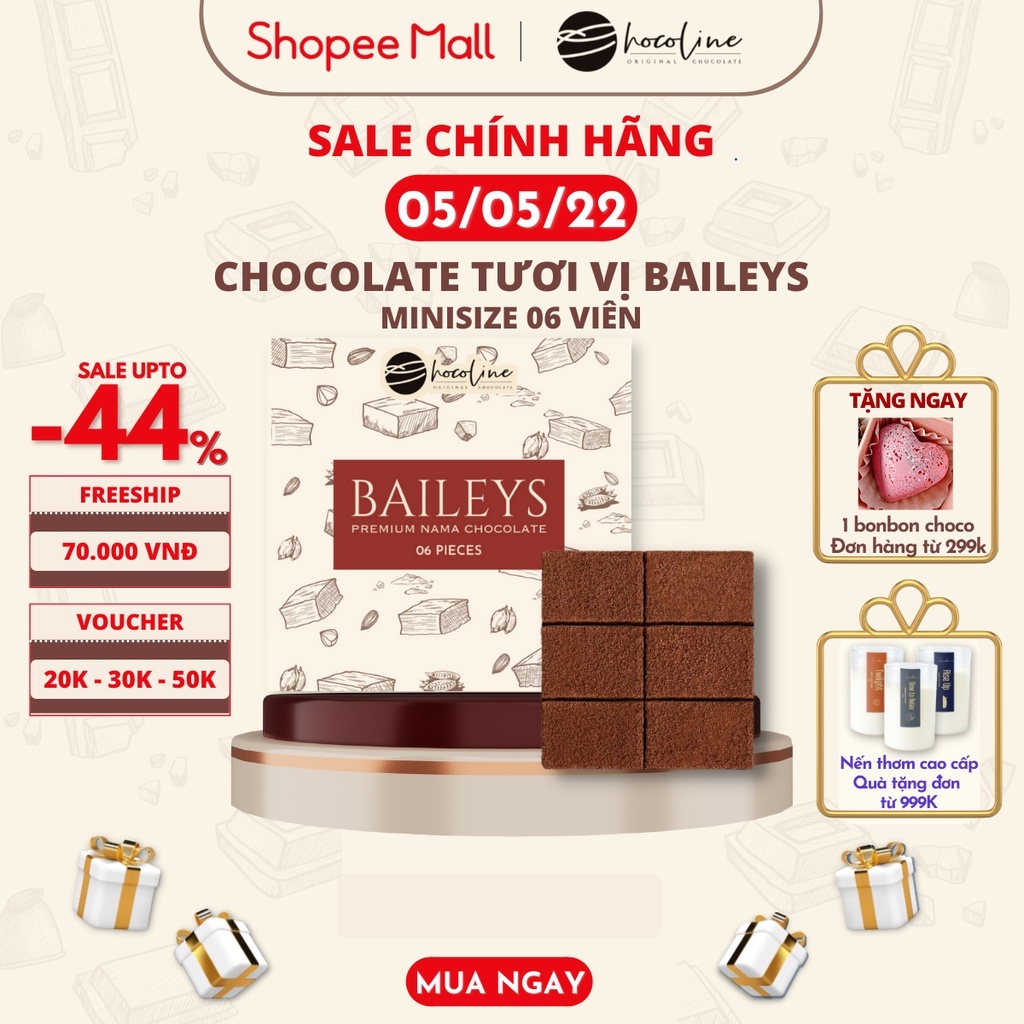 Socola Tươi Chocoline Kem Sữa Baileys - Hộp Mini 6 Viên (40gram)