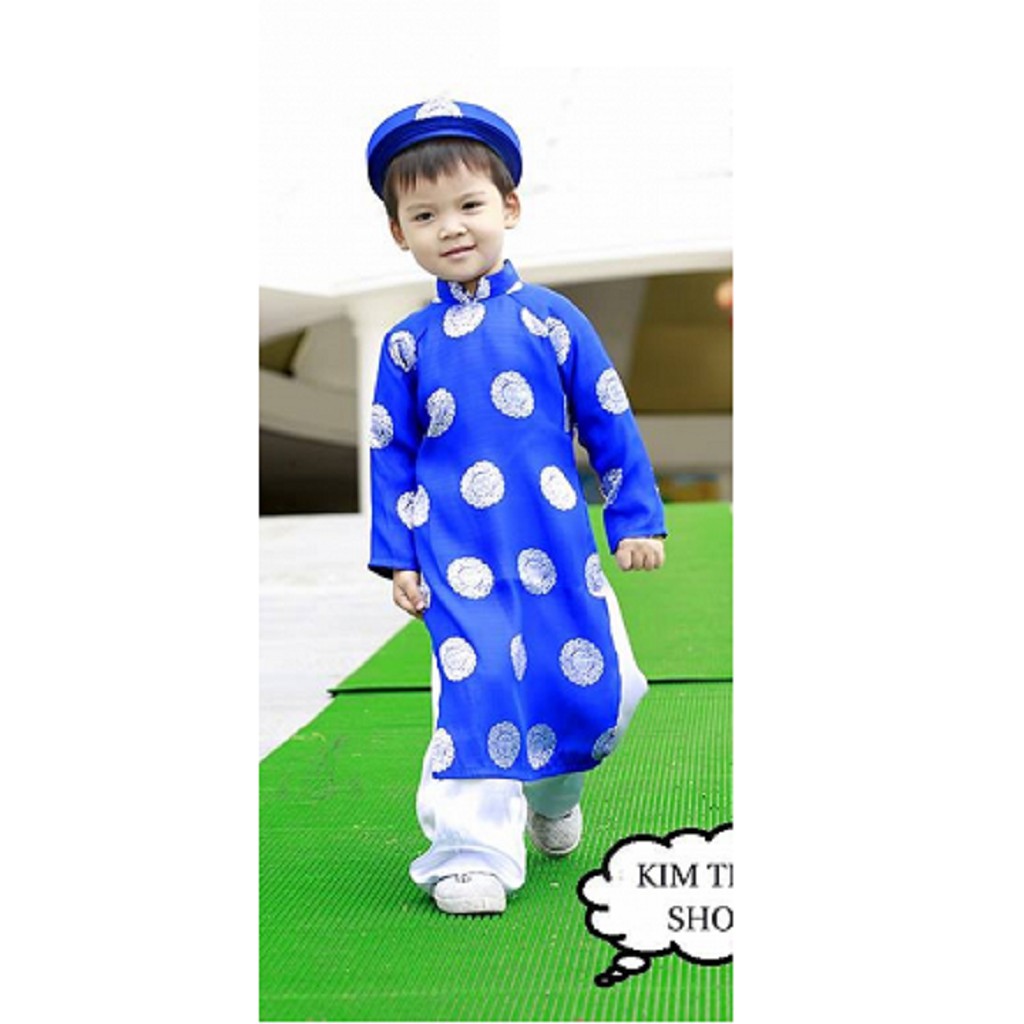 Áo Dài Trẻ em XANH XU bé TRAI (Áo, Quần, Nón)