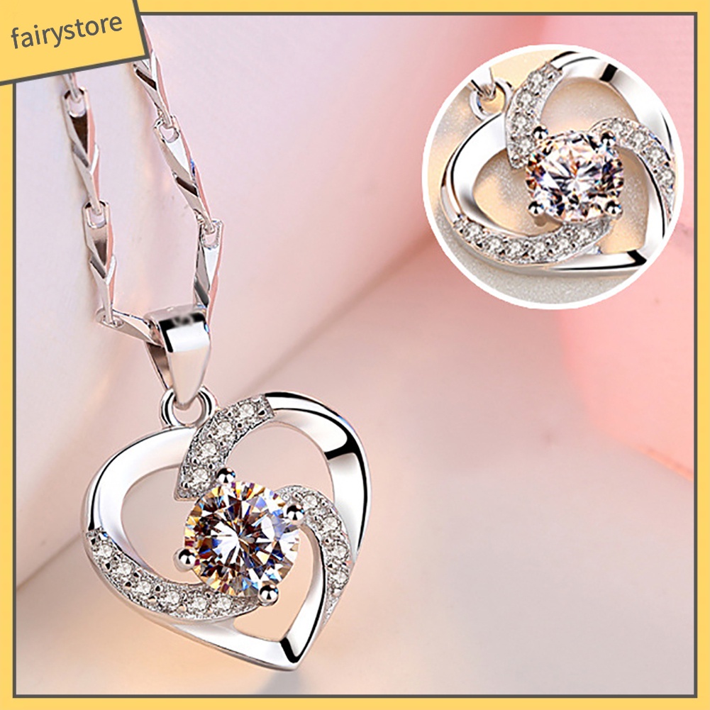 Mặt dây chuyền hình trái tim đính đá kiểu dáng thời trang cho nữ