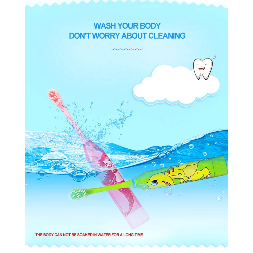 Bộ đầu bàn chải đánh răng điện tử họa tiết nhân vật hoạt hình cho bé