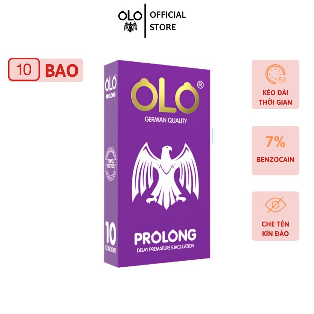 Bao Cao Su Prolong Kéo Dài Thời Gian Siêu Mỏng [Hộp Olo 10 Cái]