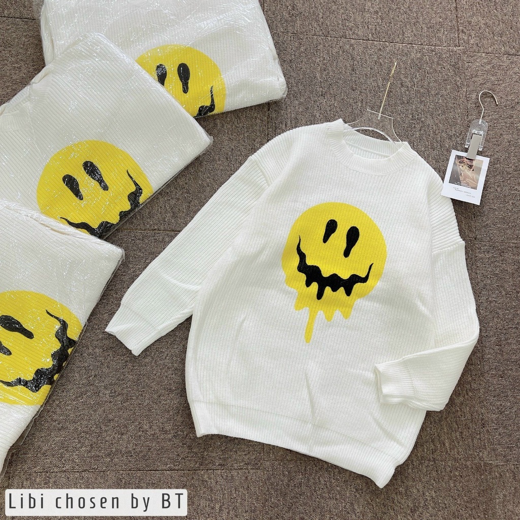 Áo len nữ tay dài, áo len nữ form rộng hàn quốc cổ tròn chất len dày mịn hàng quảng châu loại 1 họa tiết độc lạ cá tính | BigBuy360 - bigbuy360.vn